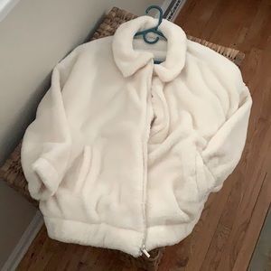 Old Navy Cream Teddy Zipper Jacket